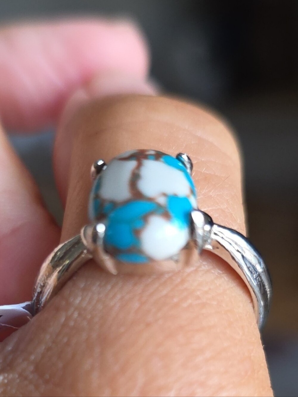 Custom Mohave Kingman Turquoise Copper Matrix Signed & Heavily Marked Sz 11.5